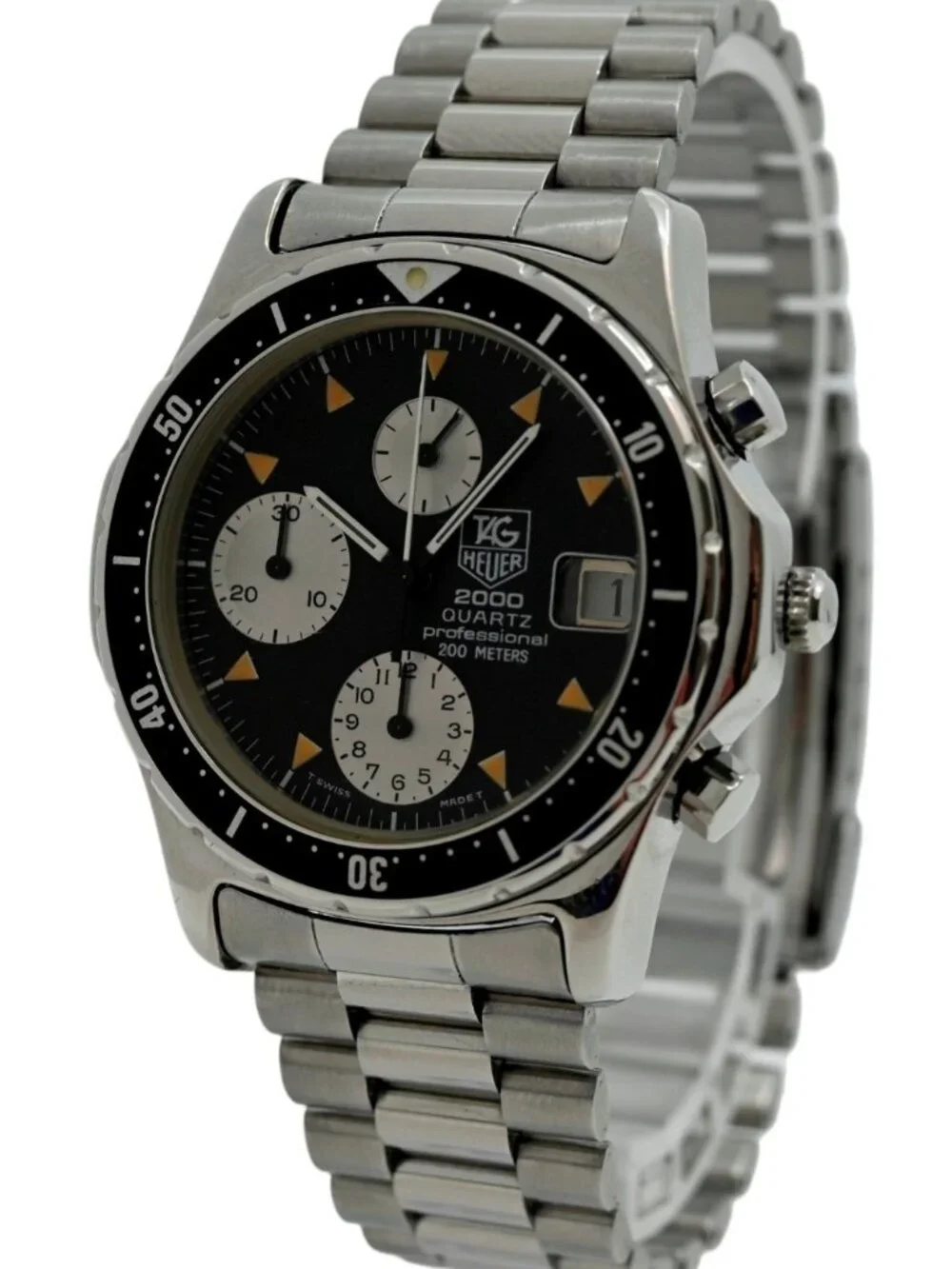 Tag Heuer 37mm Men's 2000 Series Chronograph Black Dial Watch! Ref: 273.206/1!